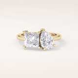2.38 CT Pear & Princess Shaped Two Stone Moissanite Engagement Ring