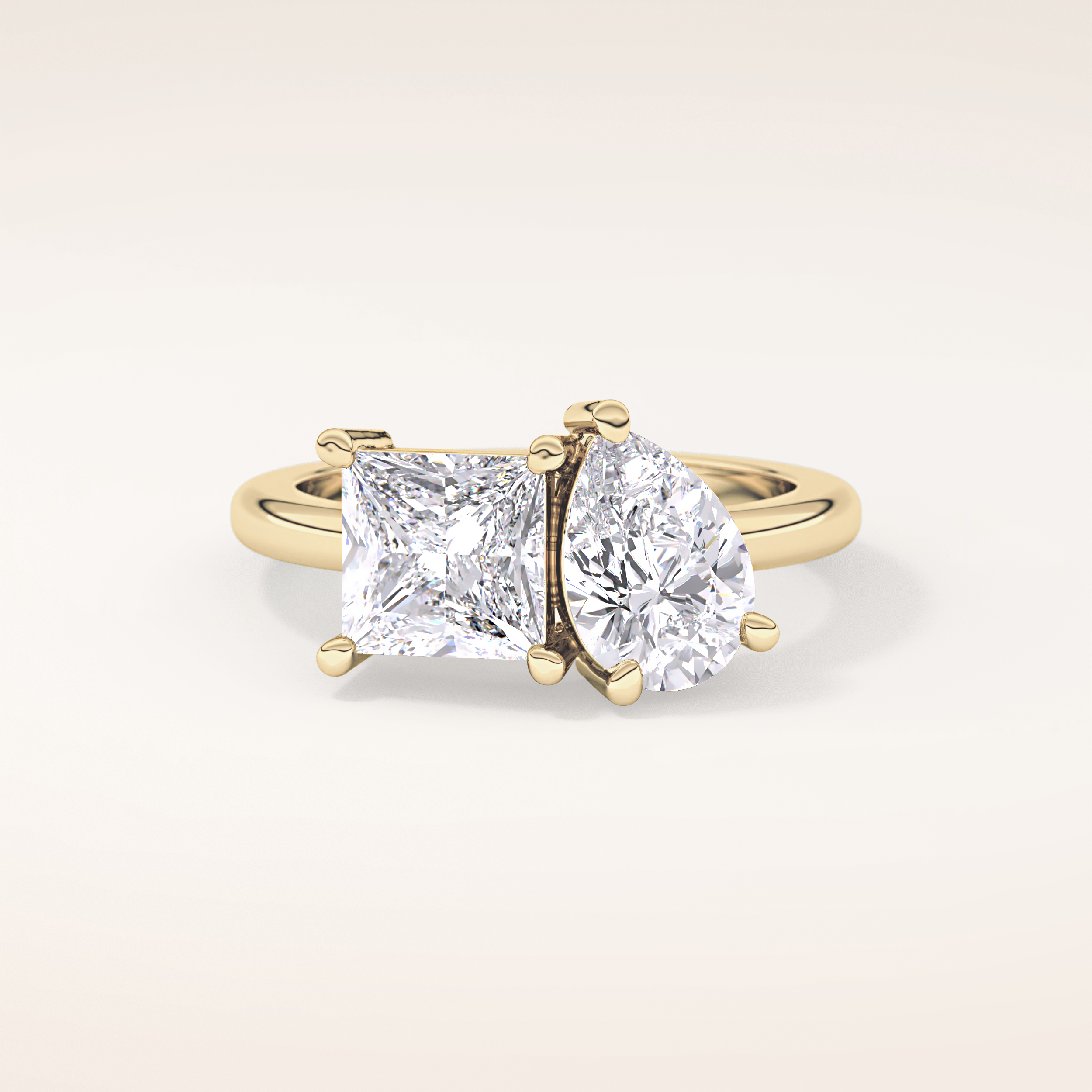 2.38 CT Pear & Princess Shaped Two Stone Moissanite Engagement Ring
