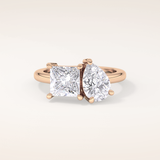 2.38 CT Pear & Princess Shaped Two Stone Moissanite Engagement Ring