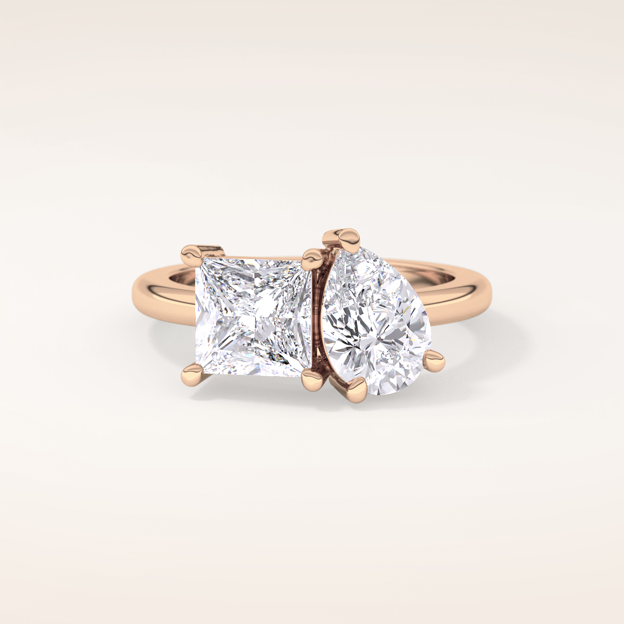 2.38 CT Pear & Princess Shaped Two Stone Moissanite Engagement Ring
