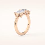 2.38 CT Pear & Princess Shaped Two Stone Moissanite Engagement Ring