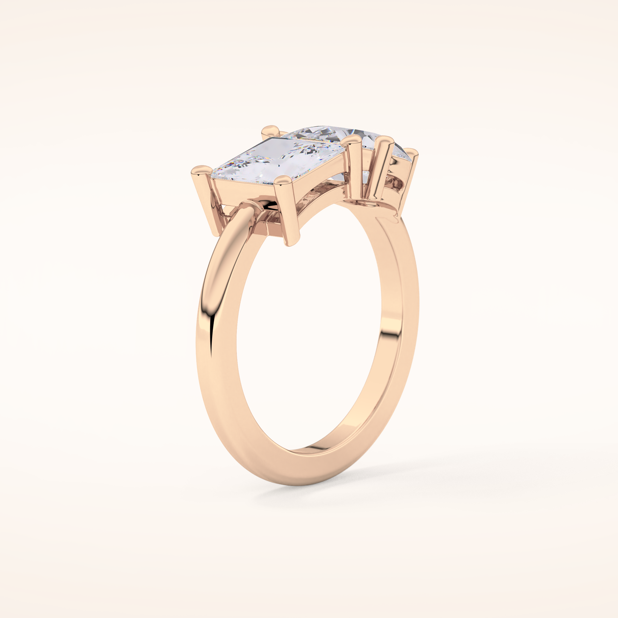 2.38 CT Pear & Princess Shaped Two Stone Moissanite Engagement Ring
