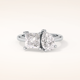2.38 CT Pear & Princess Shaped Two Stone Moissanite Engagement Ring