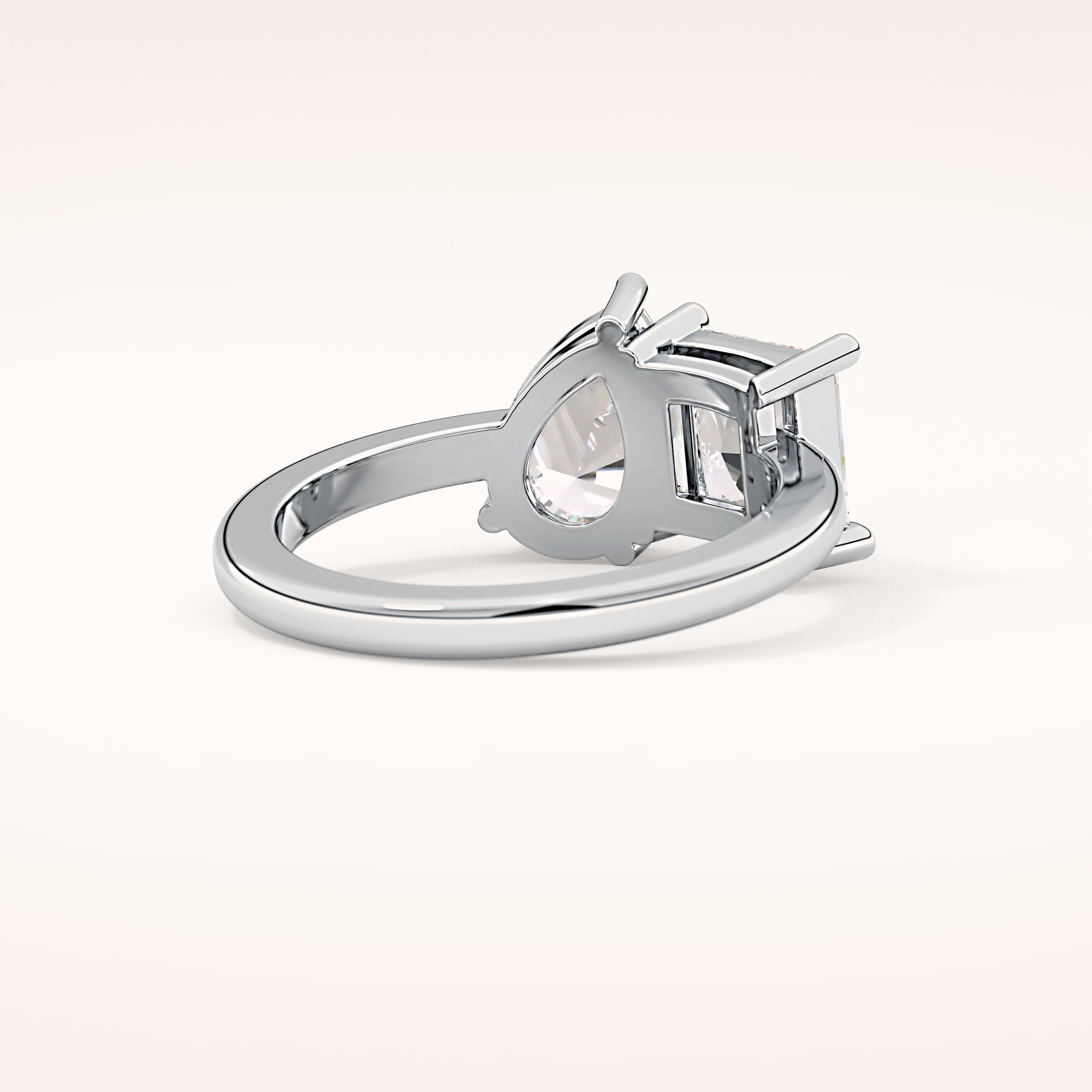 2.38 CT Pear & Princess Shaped Two Stone Moissanite Engagement Ring