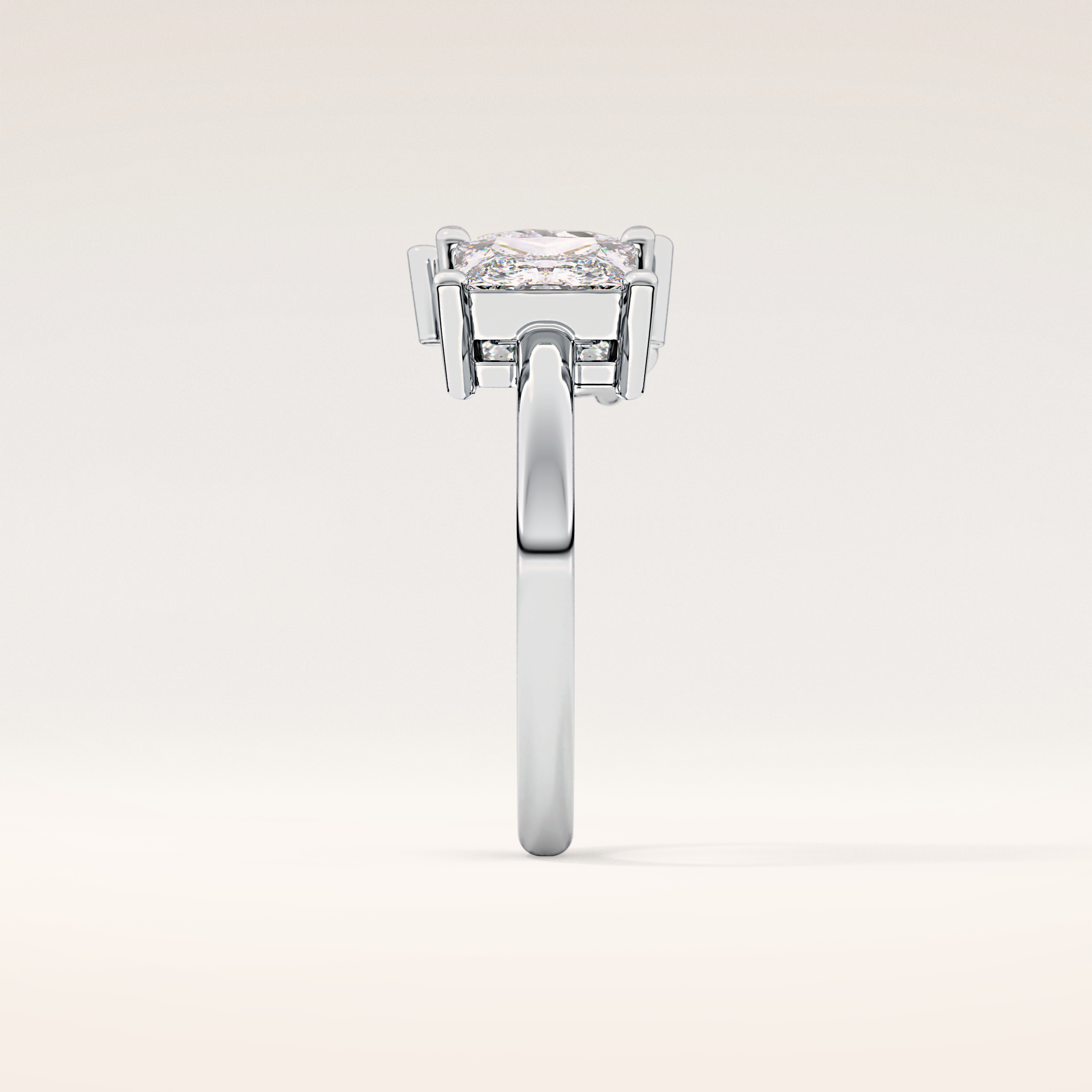2.38 CT Pear & Princess Shaped Two Stone Moissanite Engagement Ring