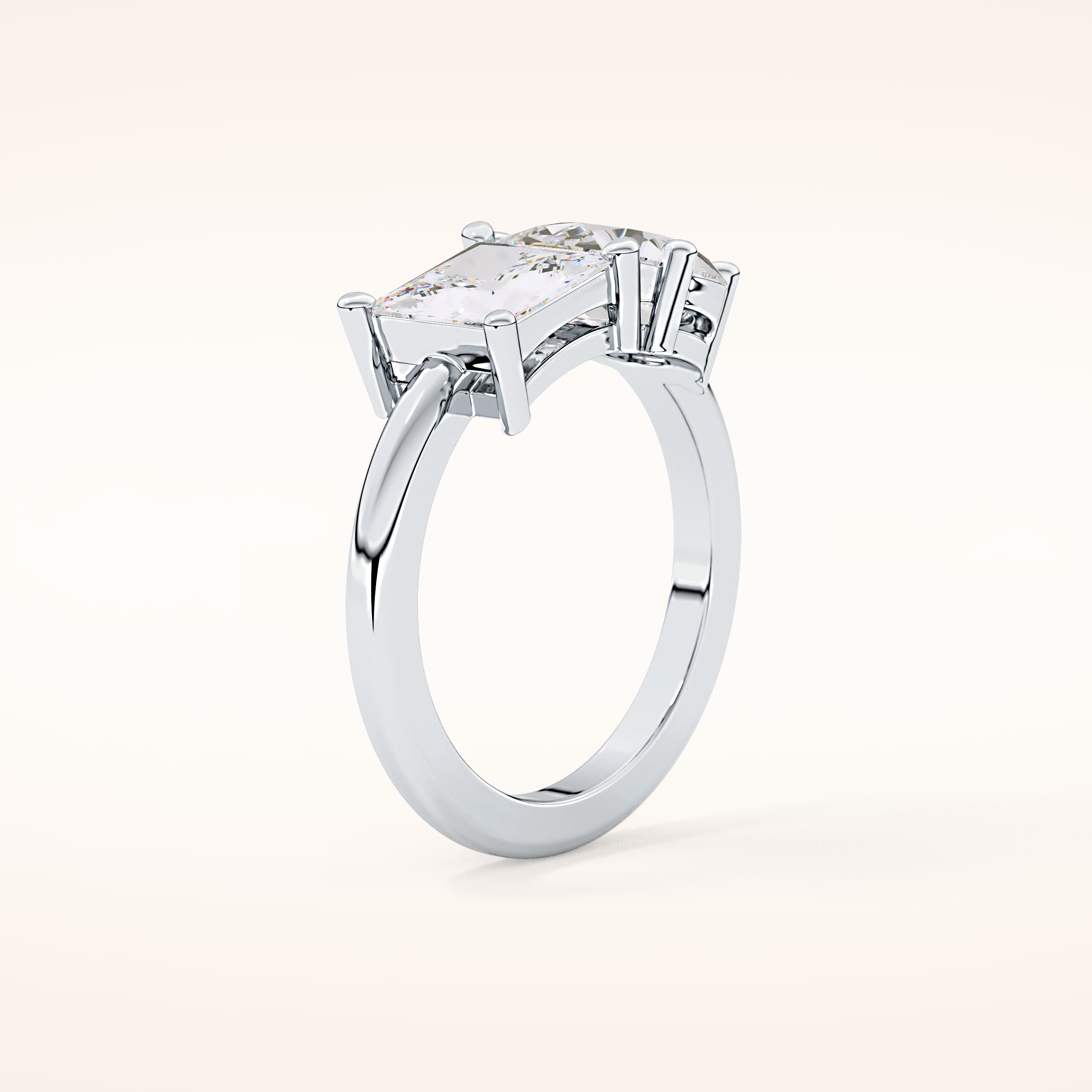 2.38 CT Pear & Princess Shaped Two Stone Moissanite Engagement Ring
