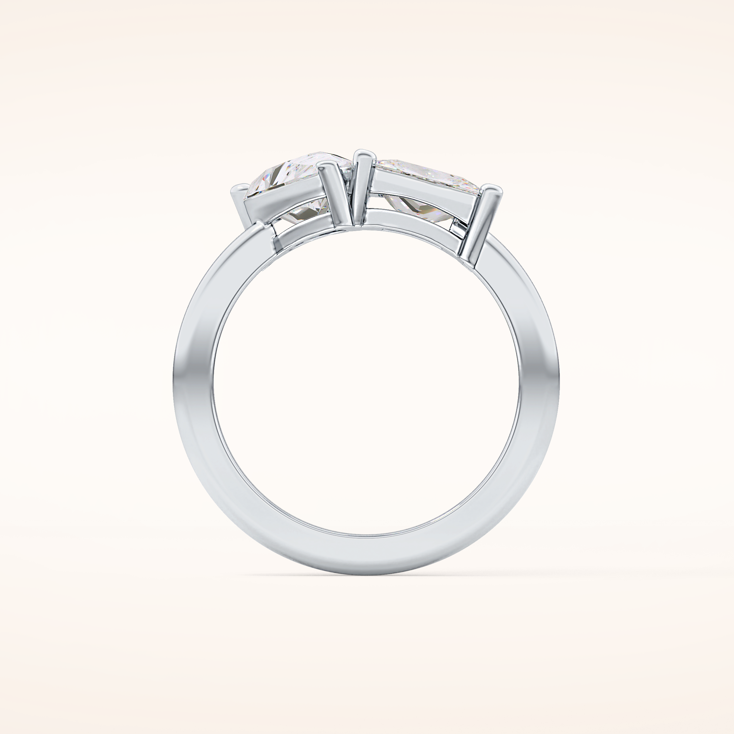 2.38 CT Pear & Princess Shaped Two Stone Moissanite Engagement Ring