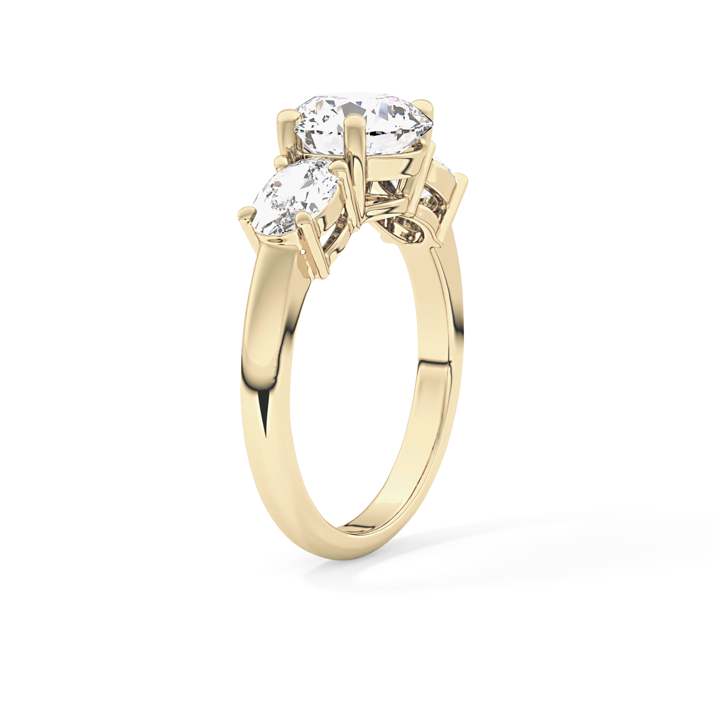 Round Three Stone Lab Grown Diamond Engagement Ring