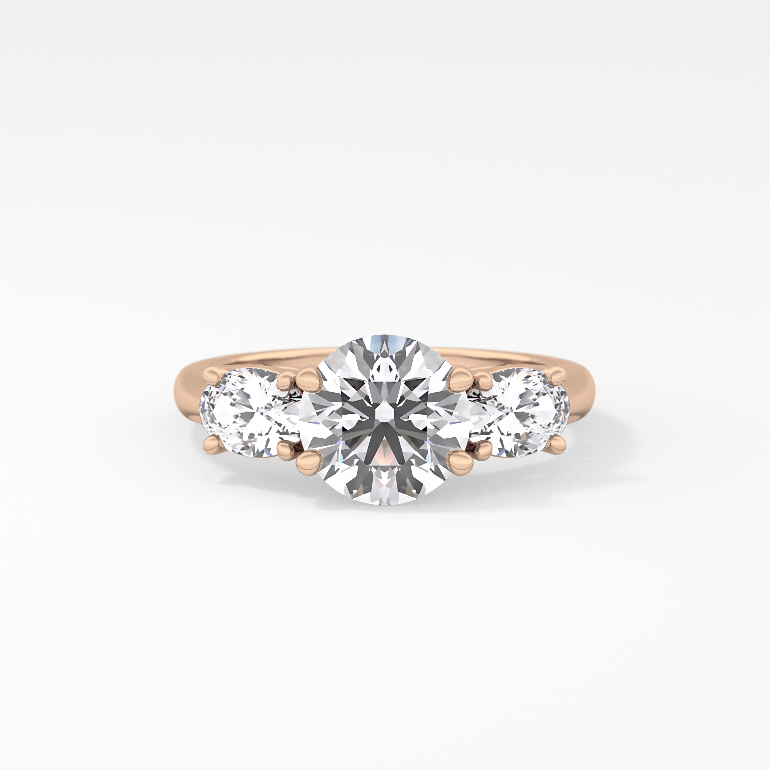 Round Three Stone Lab Grown Diamond Engagement Ring