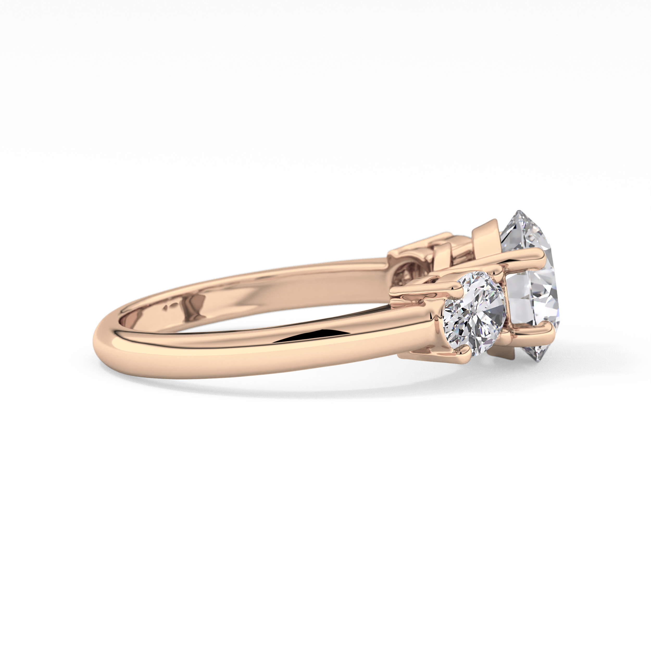 Round Three Stone Lab Grown Diamond Engagement Ring