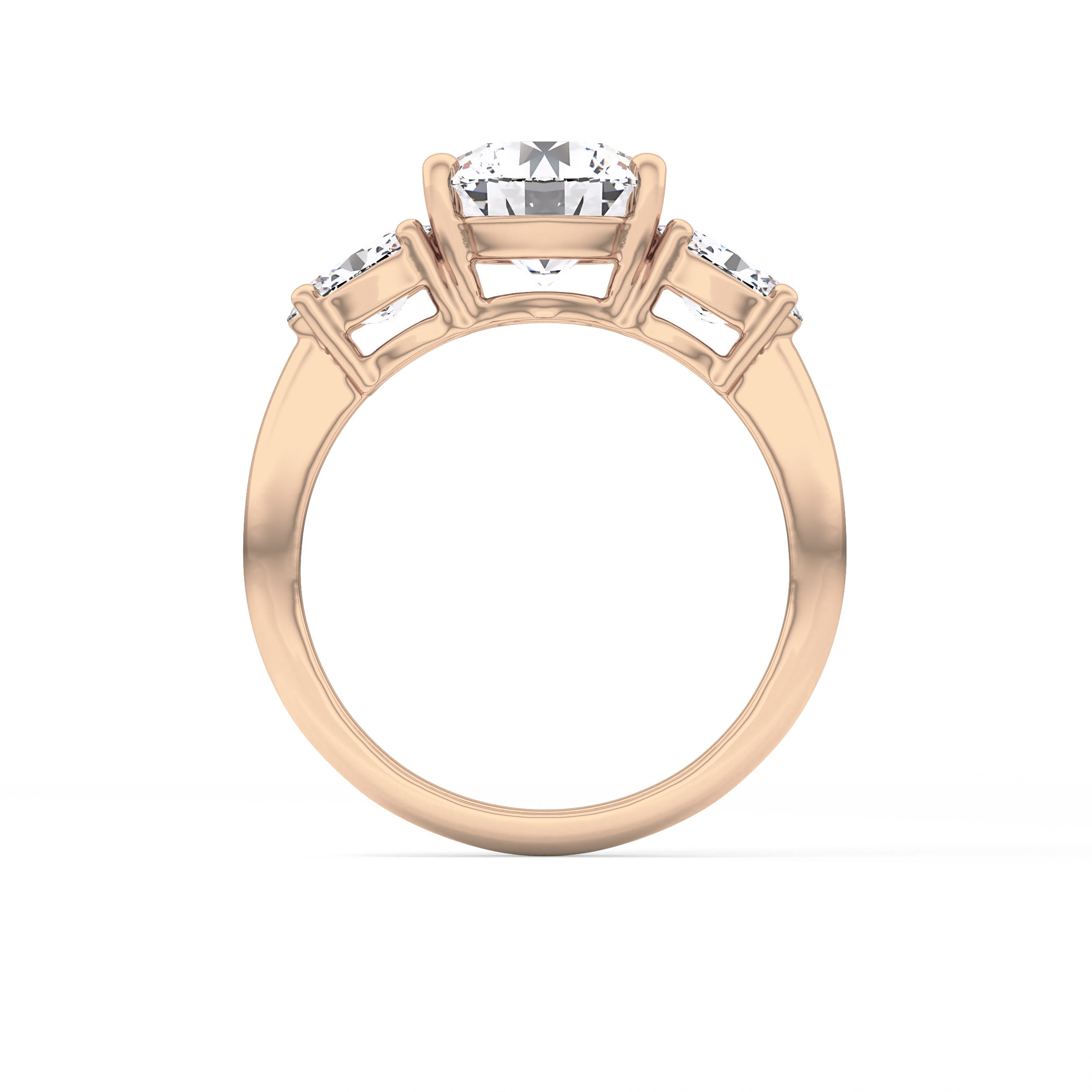 Round Three Stone Lab Grown Diamond Engagement Ring