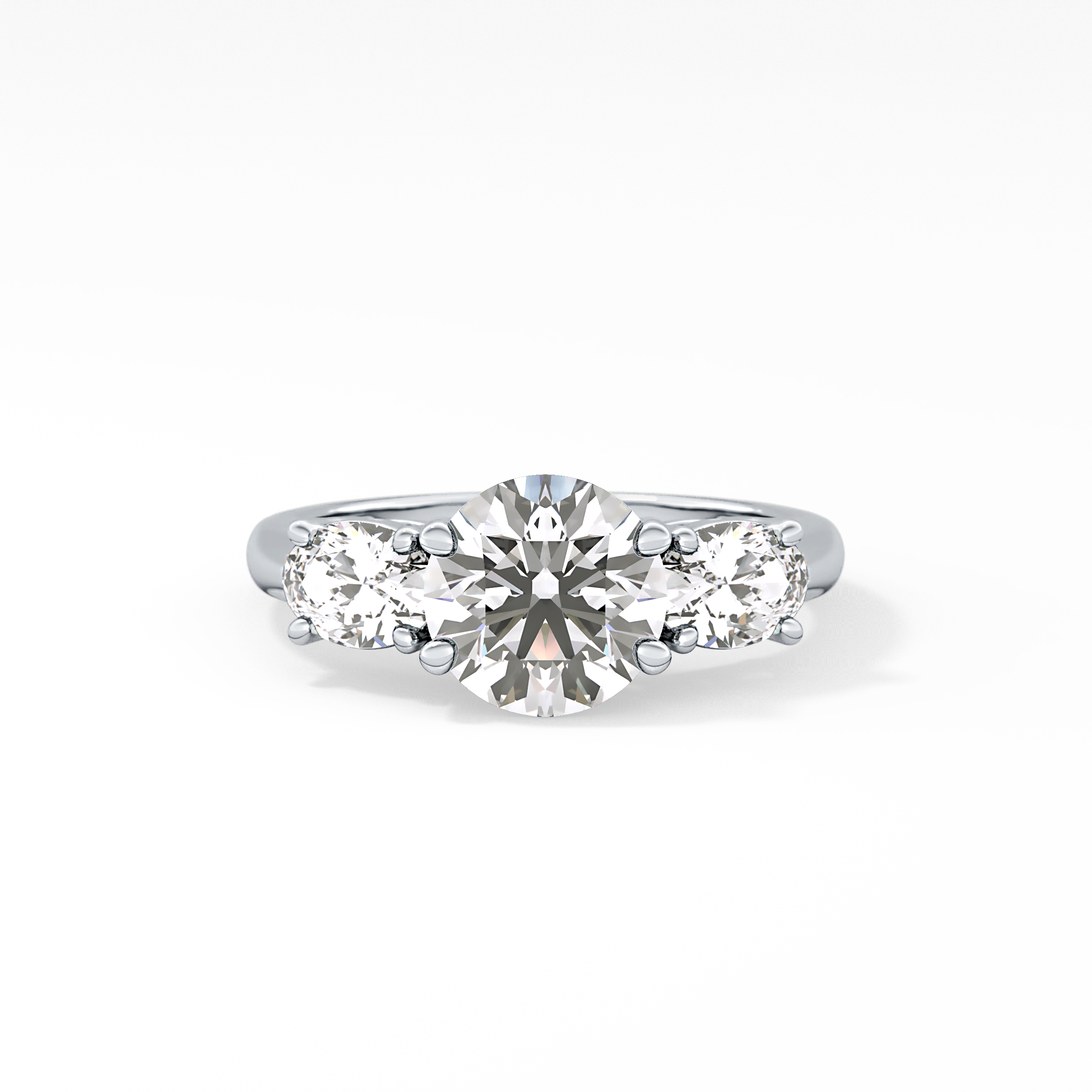 Round Three Stone Lab Grown Diamond Engagement Ring