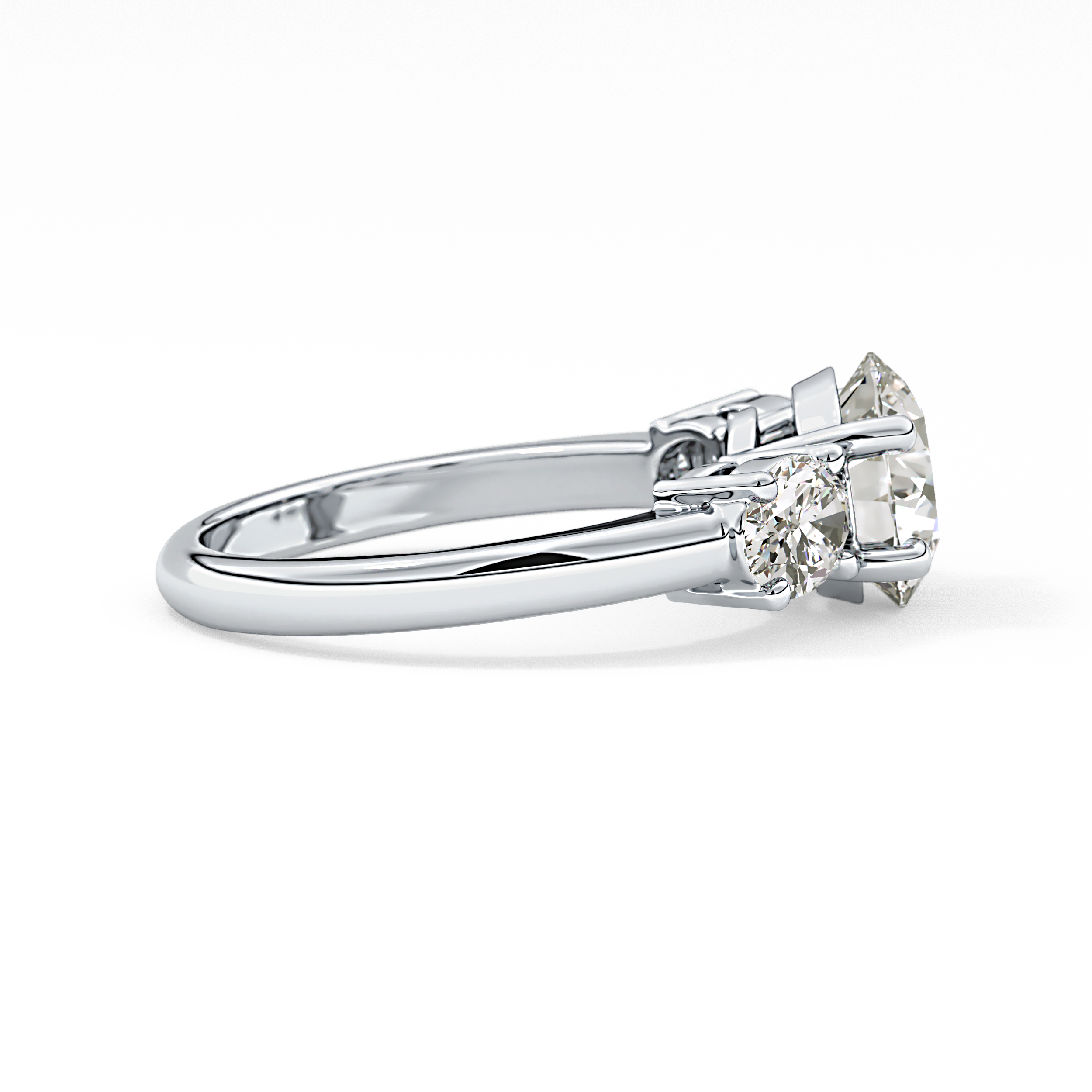 Round Three Stone Lab Grown Diamond Engagement Ring