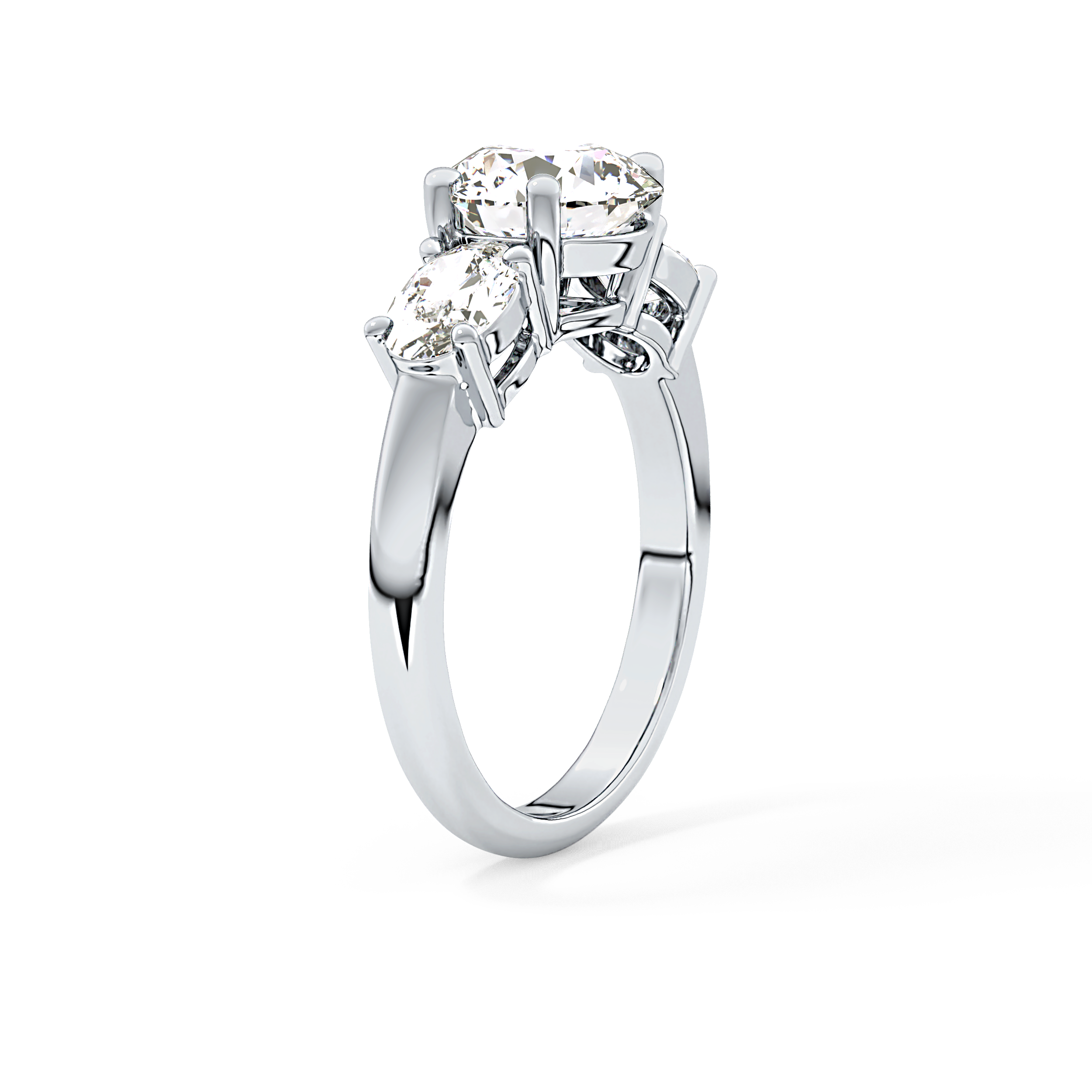 Round Three Stone Lab Grown Diamond Engagement Ring