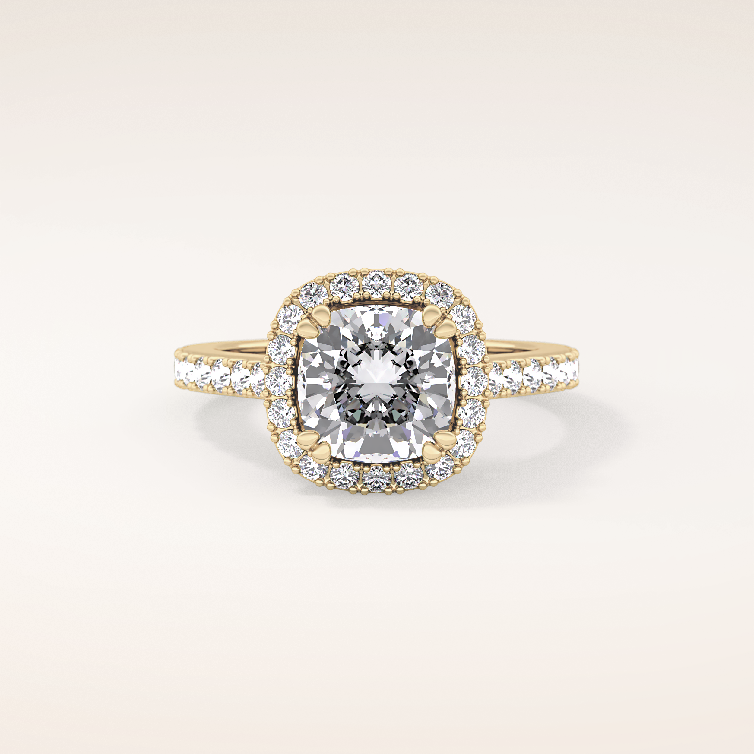 2.37 CT Cushion Shaped Halo & Pave Moissanite Engagement Ring