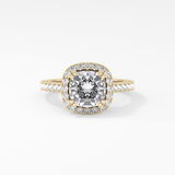 Cushion Halo & Pave Lab Grown Diamond Engagement Ring