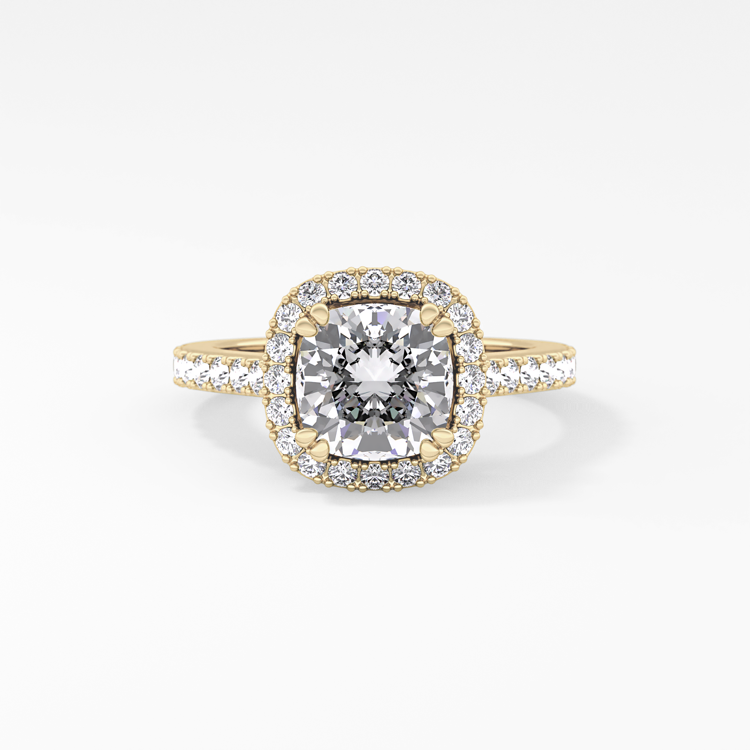 Cushion Halo & Pave Lab Grown Diamond Engagement Ring