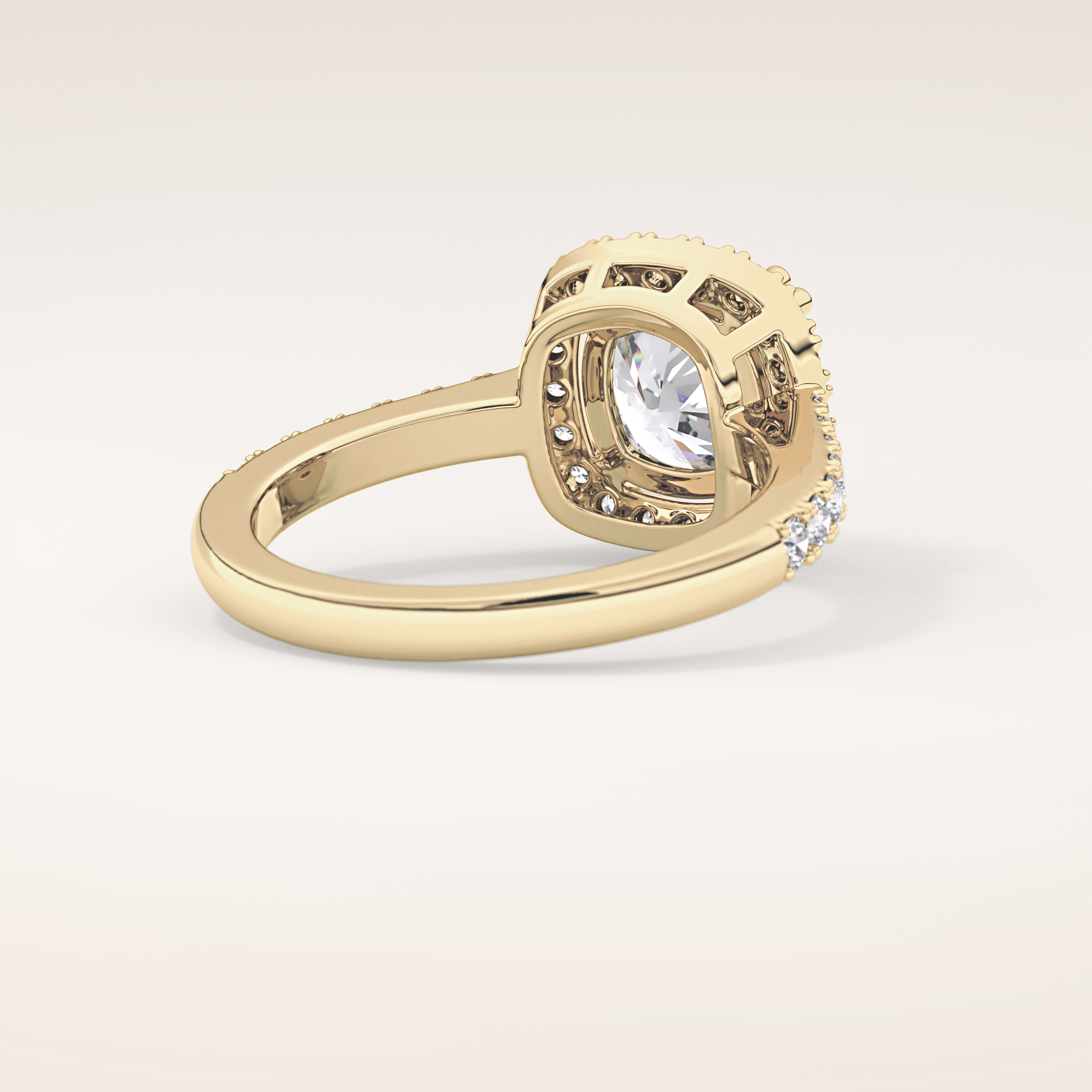 2.37 CT Cushion Shaped Halo & Pave Moissanite Engagement Ring