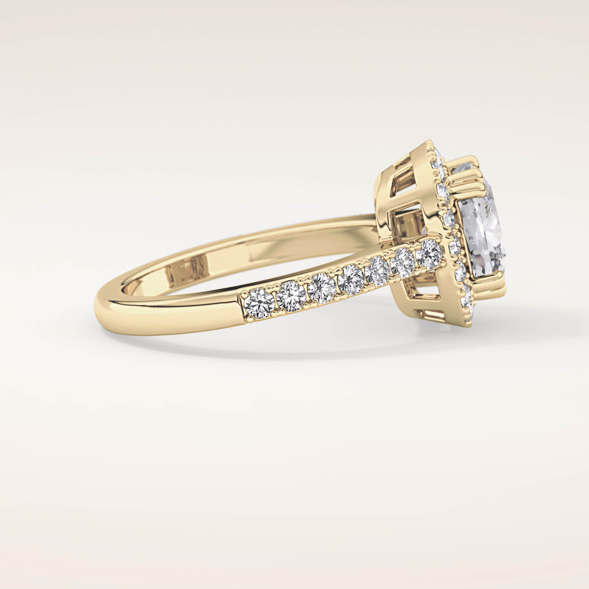 2.37 CT Cushion Shaped Halo & Pave Moissanite Engagement Ring