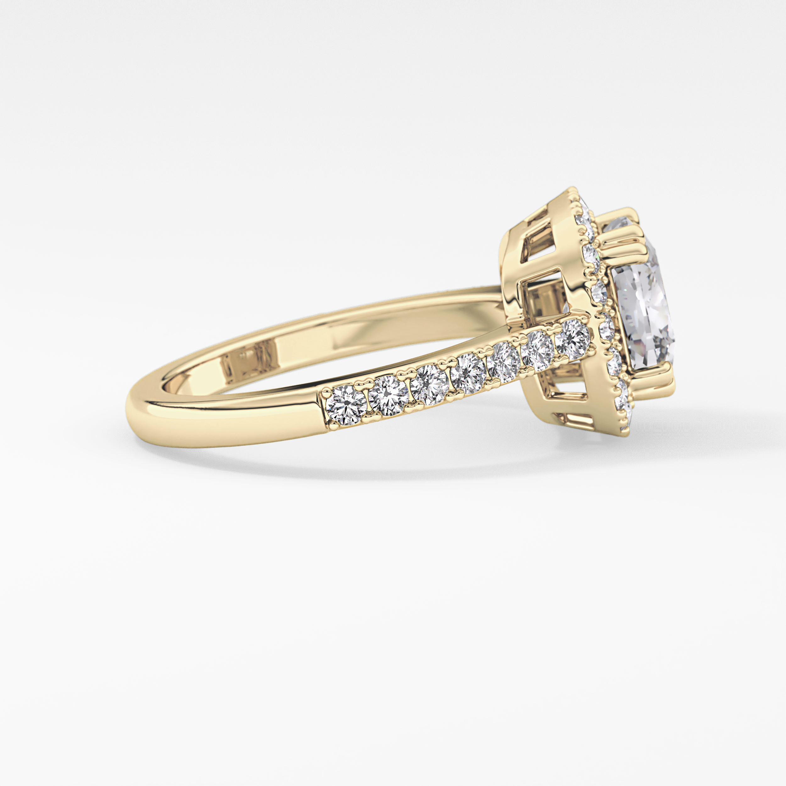 Cushion Halo & Pave Lab Grown Diamond Engagement Ring