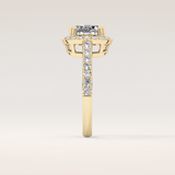 2.37 CT Cushion Shaped Halo & Pave Moissanite Engagement Ring