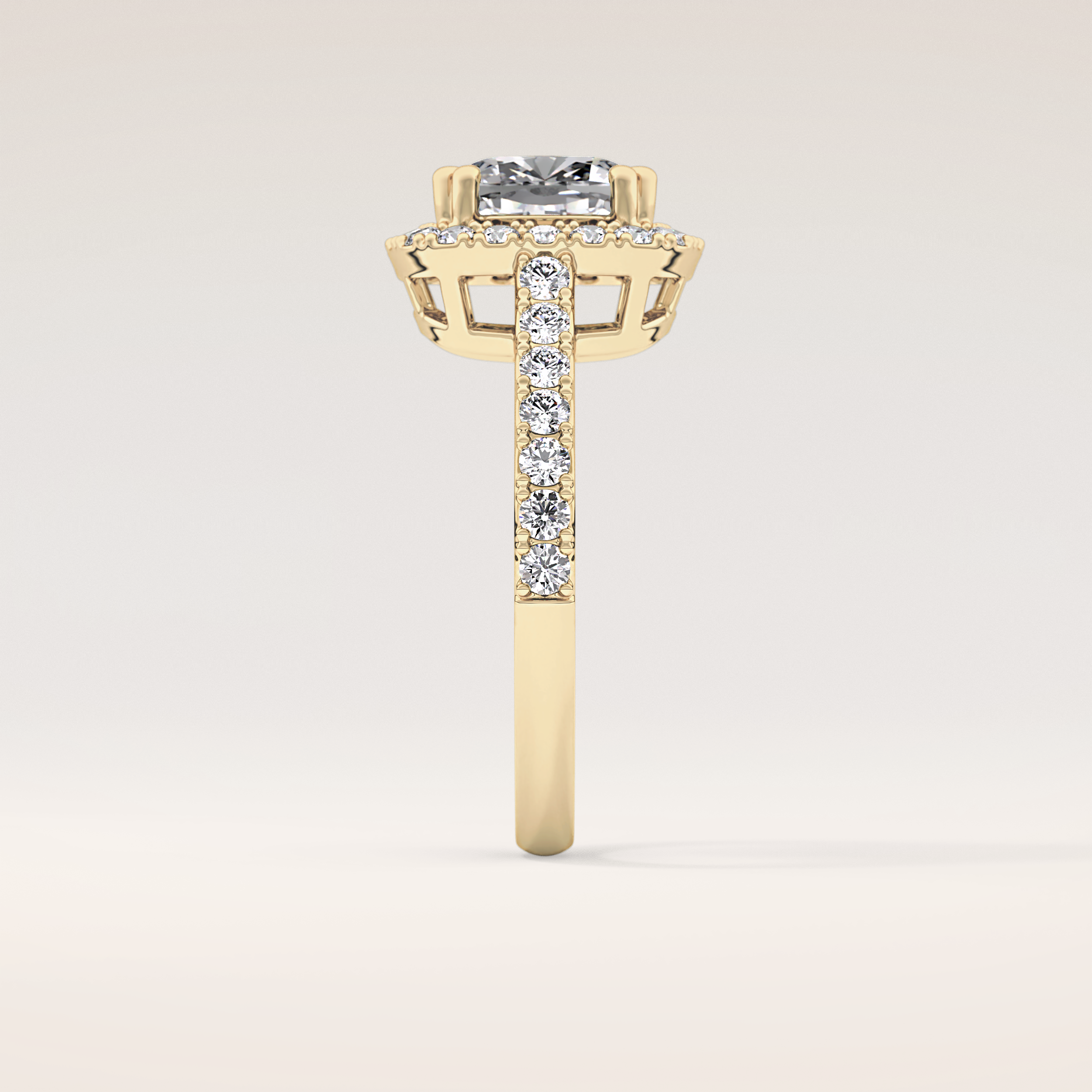 2.37 CT Cushion Shaped Halo & Pave Moissanite Engagement Ring