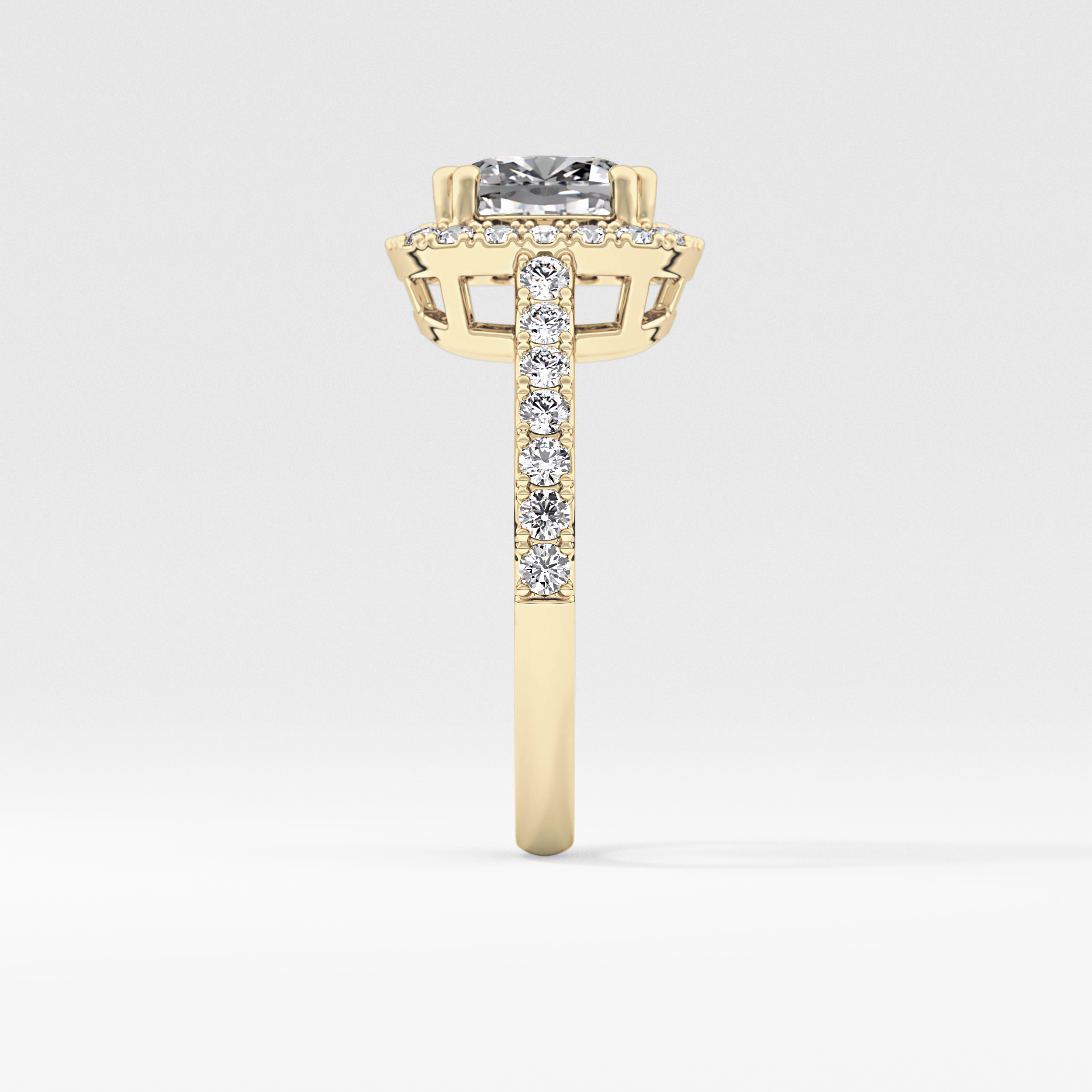 Cushion Halo & Pave Lab Grown Diamond Engagement Ring