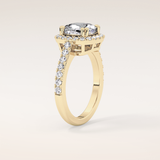 2.37 CT Cushion Shaped Halo & Pave Moissanite Engagement Ring