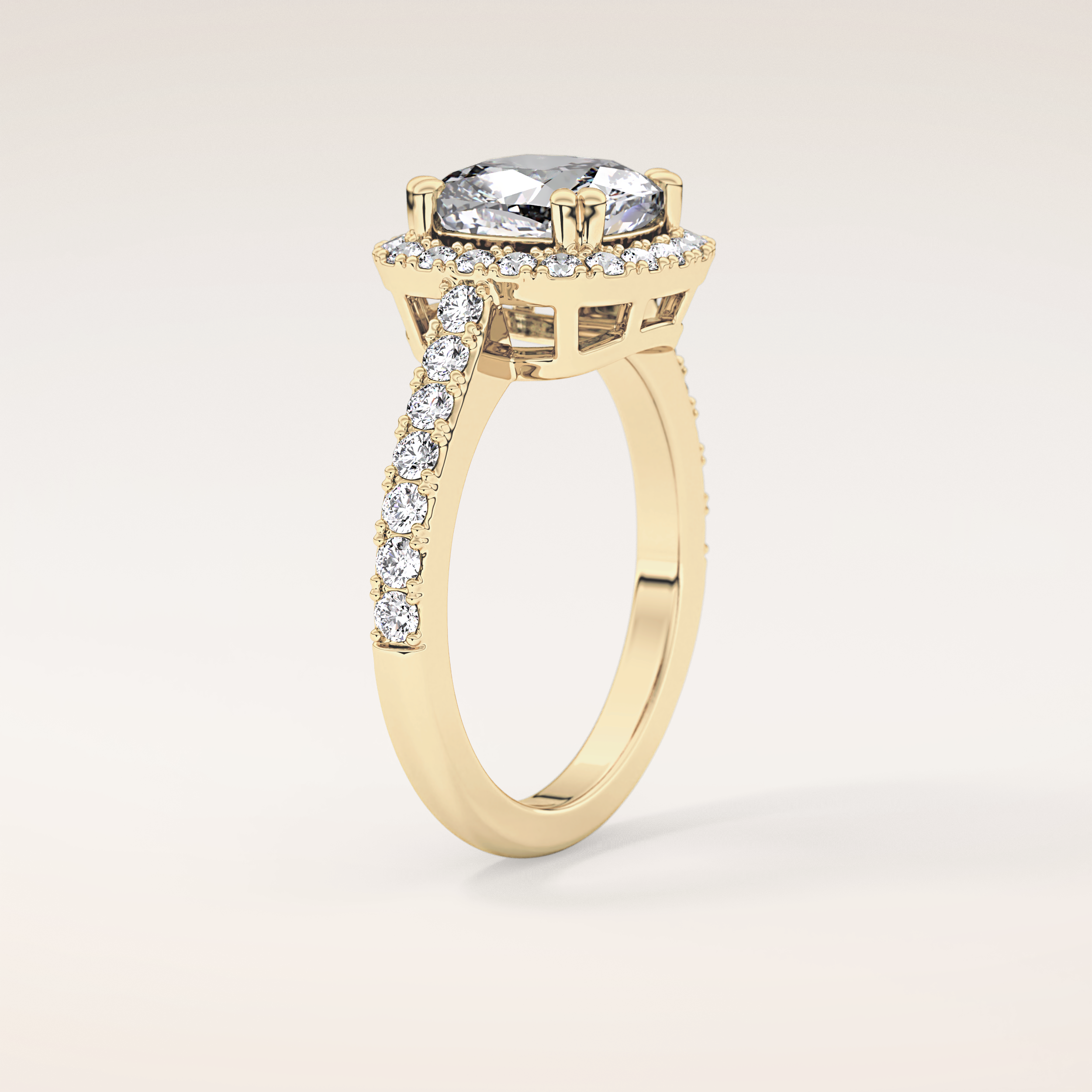 2.37 CT Cushion Shaped Halo & Pave Moissanite Engagement Ring