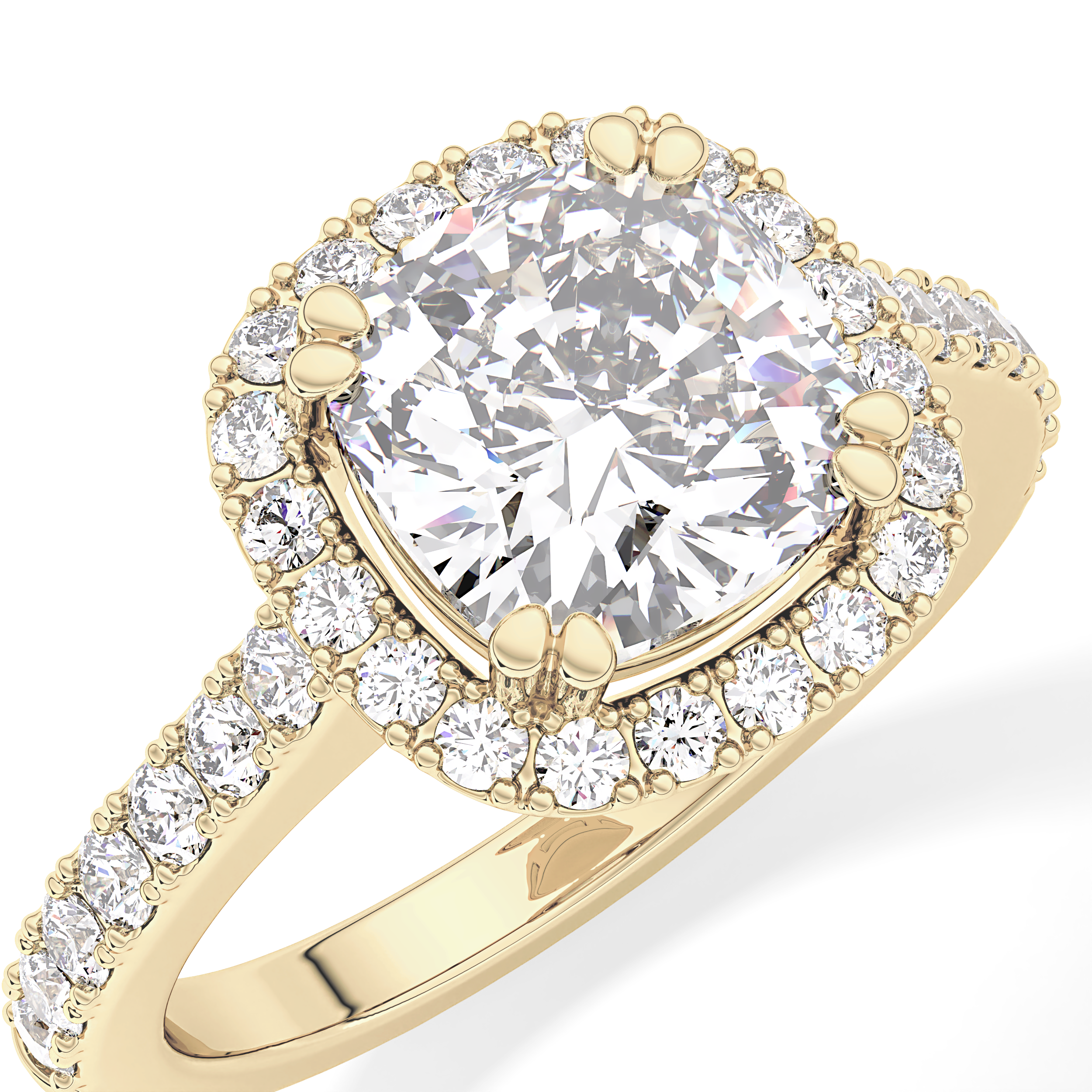 Cushion Halo & Pave Lab Grown Diamond Engagement Ring