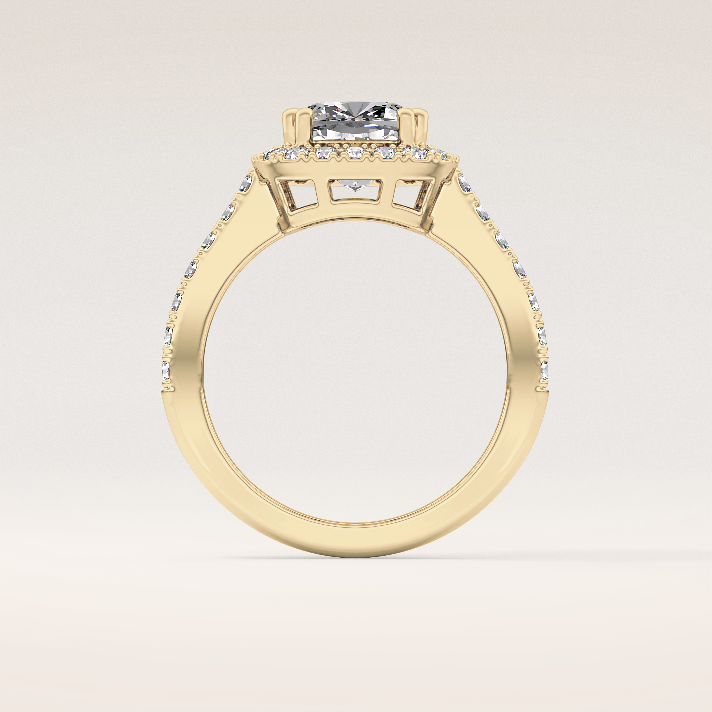 2.37 CT Cushion Shaped Halo & Pave Moissanite Engagement Ring