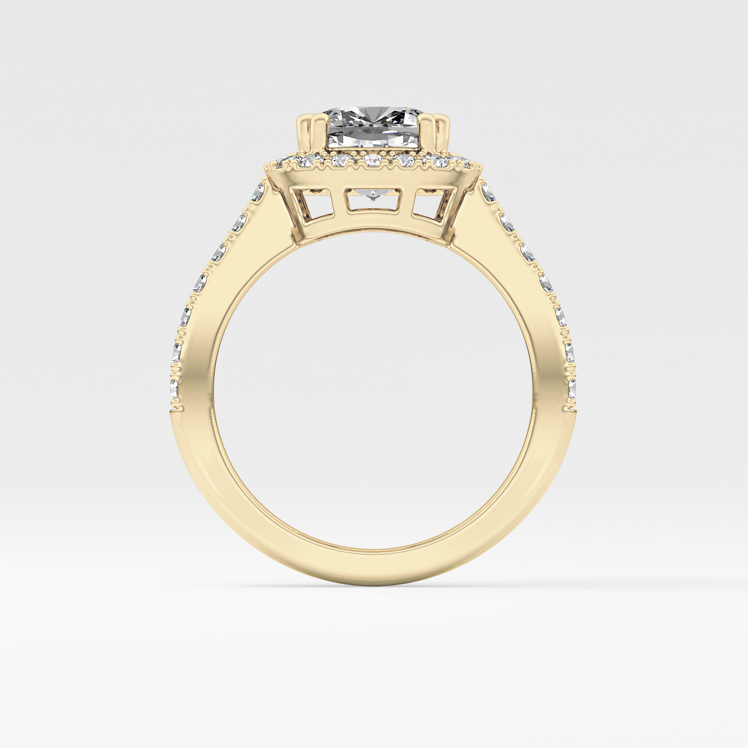 Cushion Halo & Pave Lab Grown Diamond Engagement Ring
