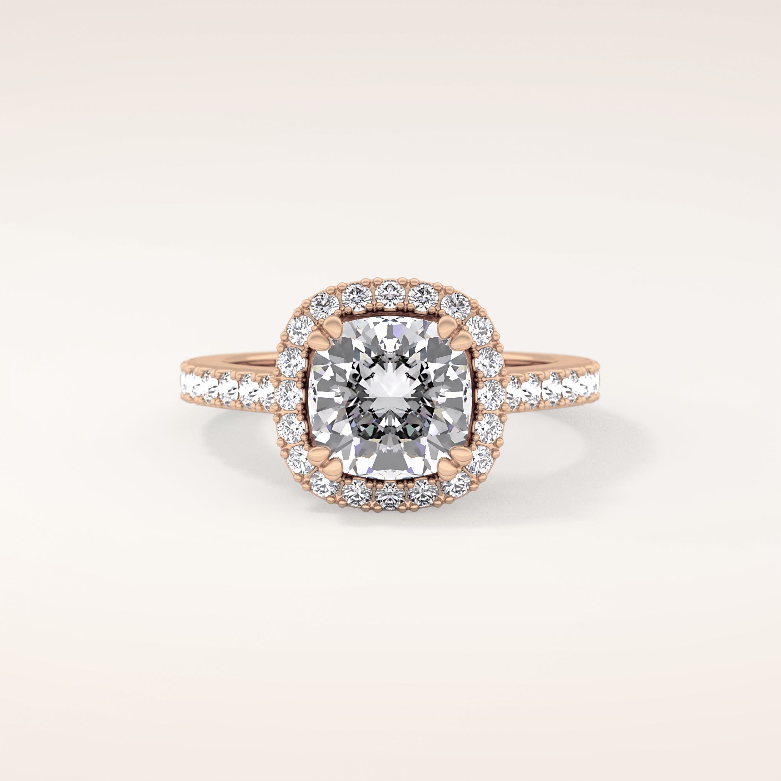 2.37 CT Cushion Shaped Halo & Pave Moissanite Engagement Ring