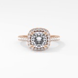 Cushion Halo & Pave Lab Grown Diamond Engagement Ring