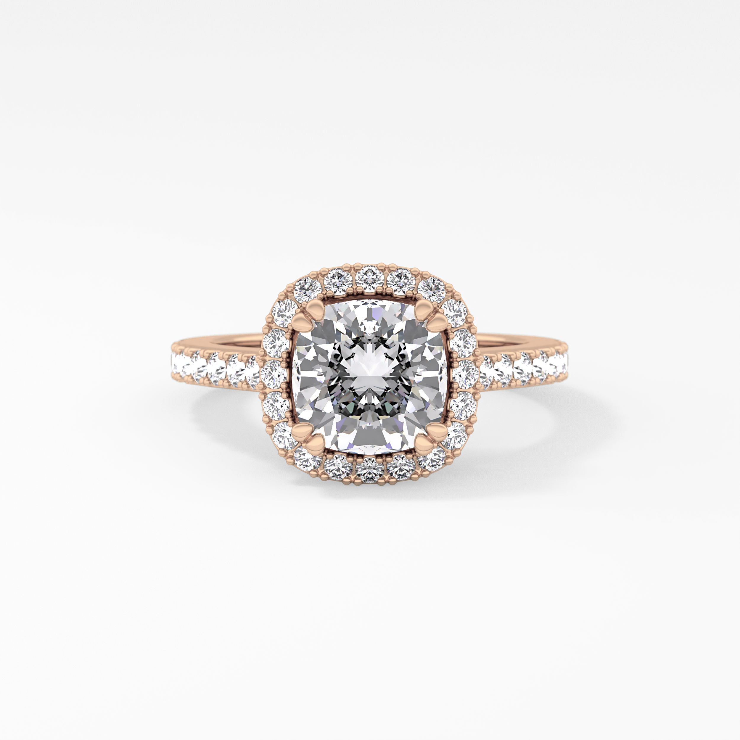 Cushion Halo & Pave Lab Grown Diamond Engagement Ring