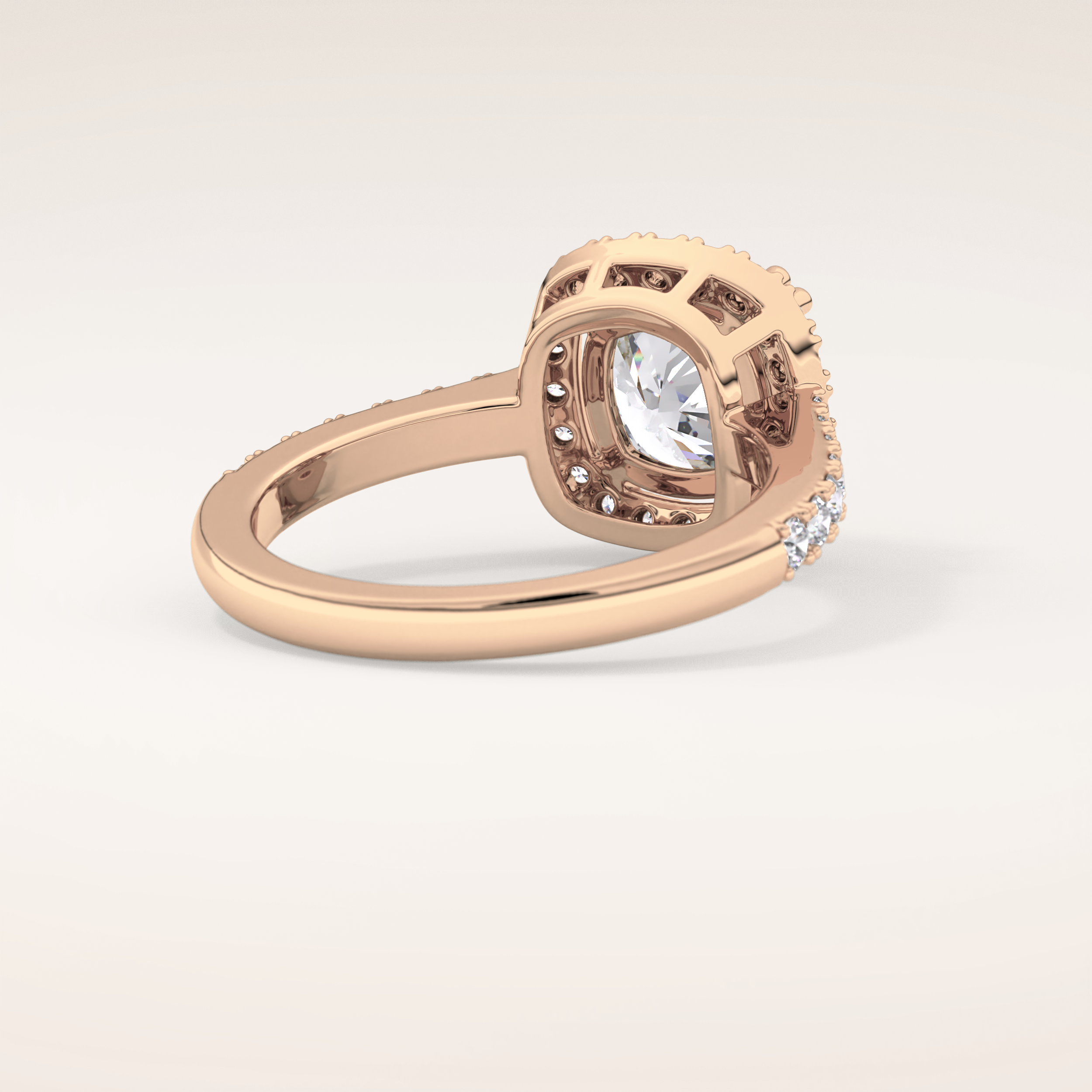 2.37 CT Cushion Shaped Halo & Pave Moissanite Engagement Ring