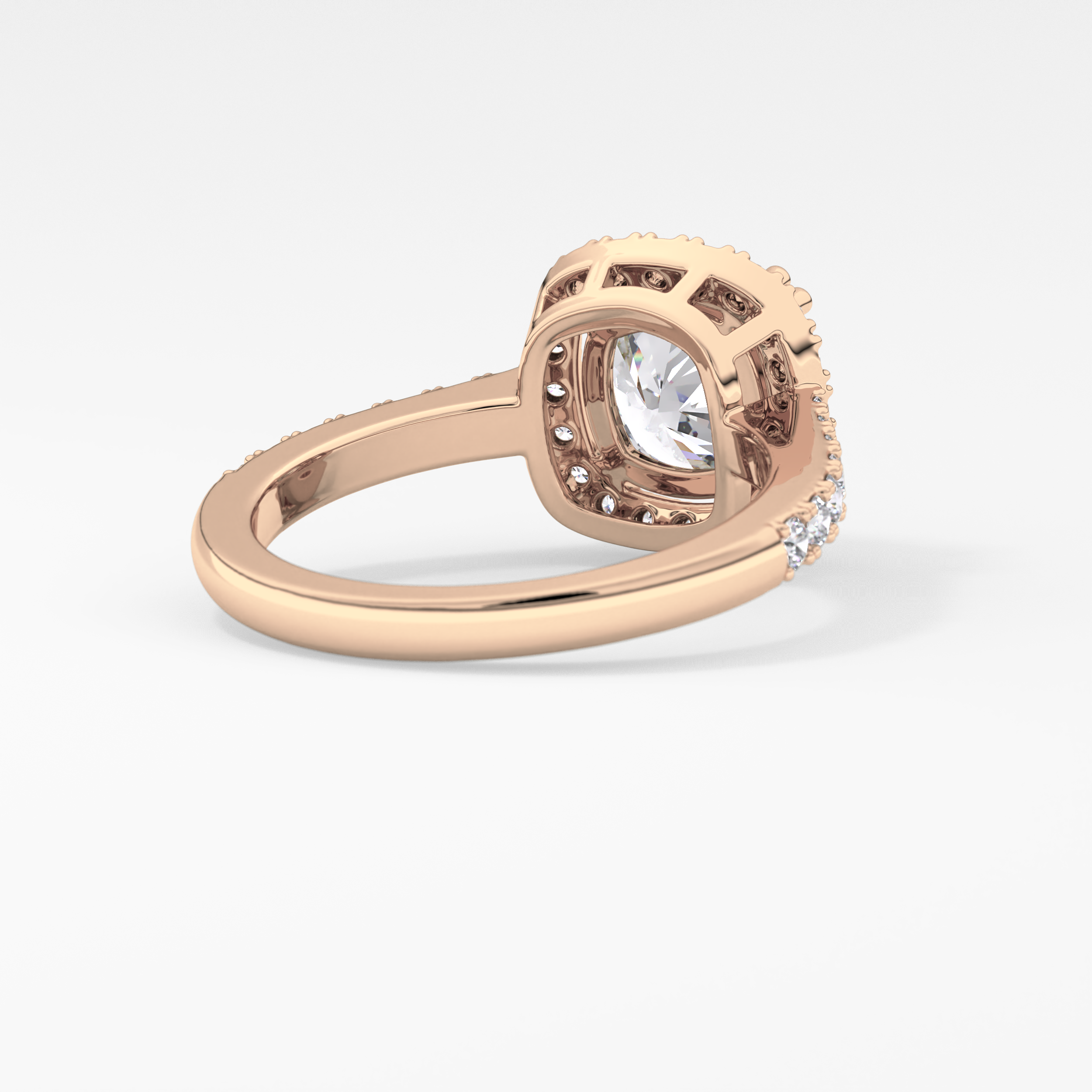 Cushion Halo & Pave Lab Grown Diamond Engagement Ring