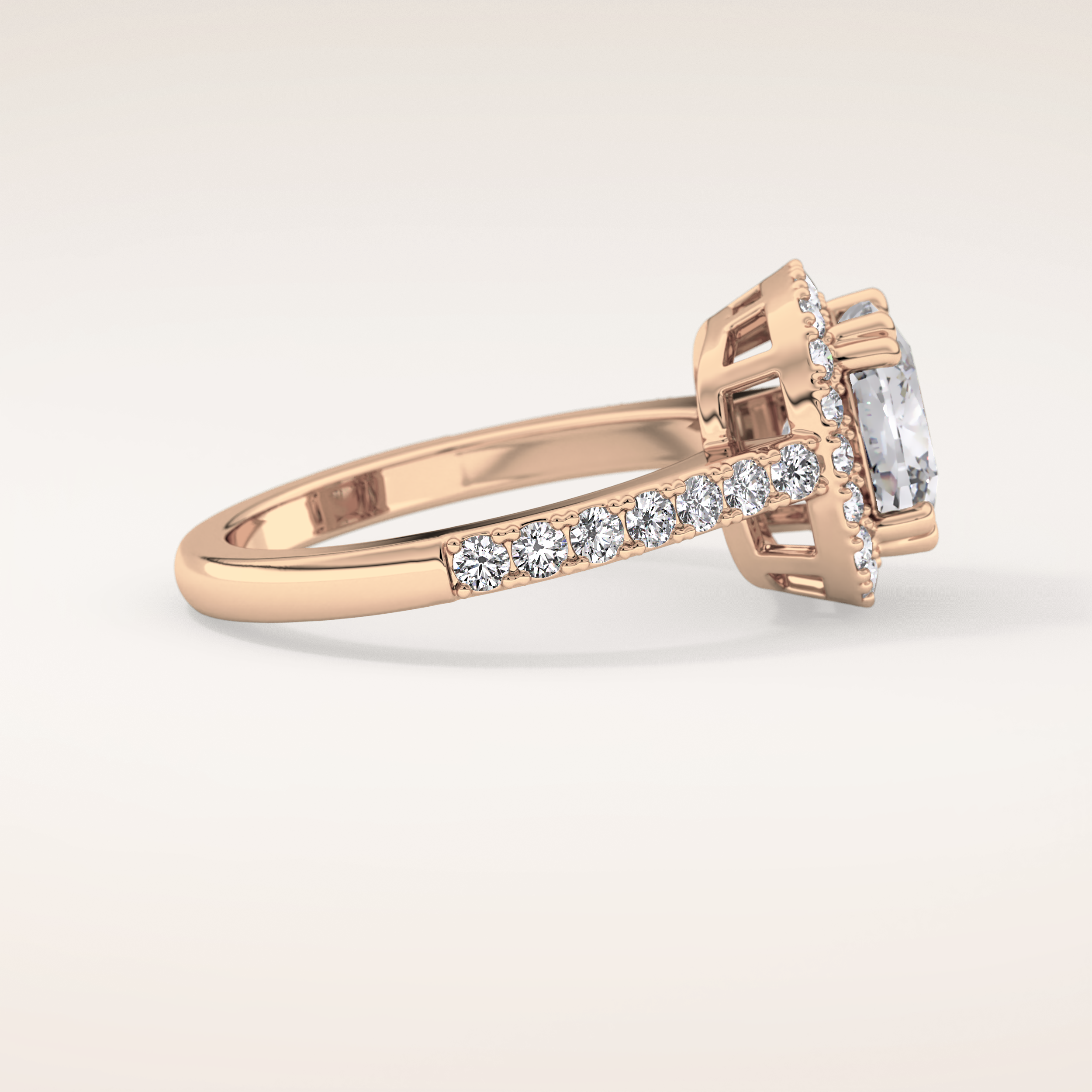 2.37 CT Cushion Shaped Halo & Pave Moissanite Engagement Ring
