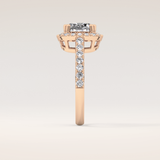 2.37 CT Cushion Shaped Halo & Pave Moissanite Engagement Ring