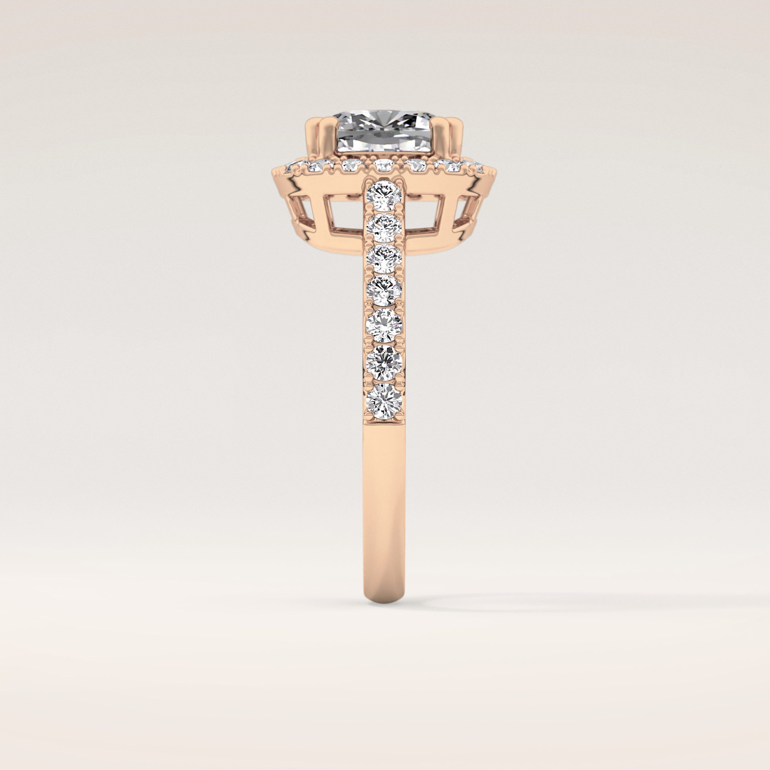 2.37 CT Cushion Shaped Halo & Pave Moissanite Engagement Ring
