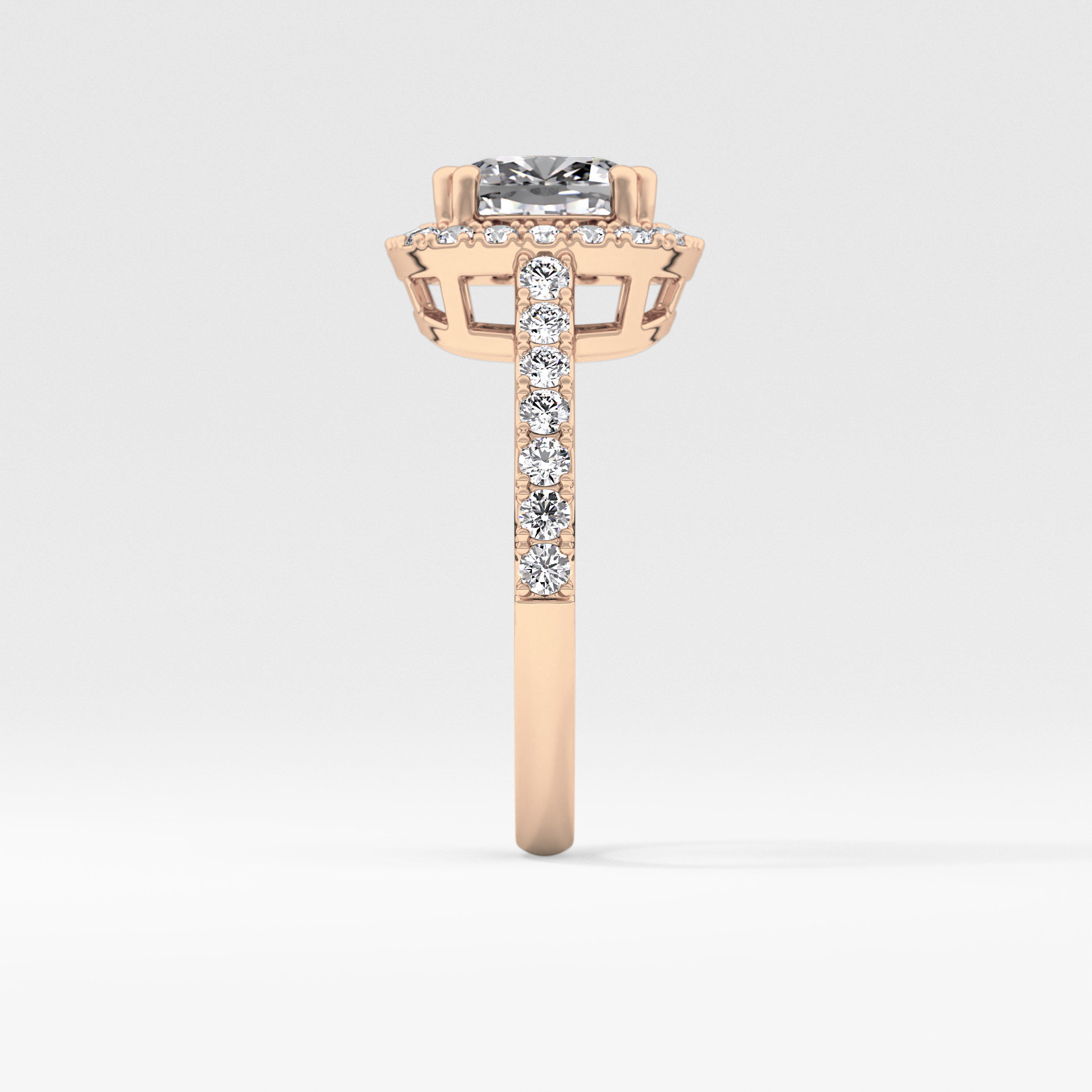 Cushion Halo & Pave Lab Grown Diamond Engagement Ring
