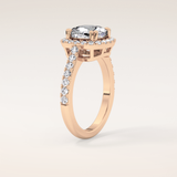 2.37 CT Cushion Shaped Halo & Pave Moissanite Engagement Ring