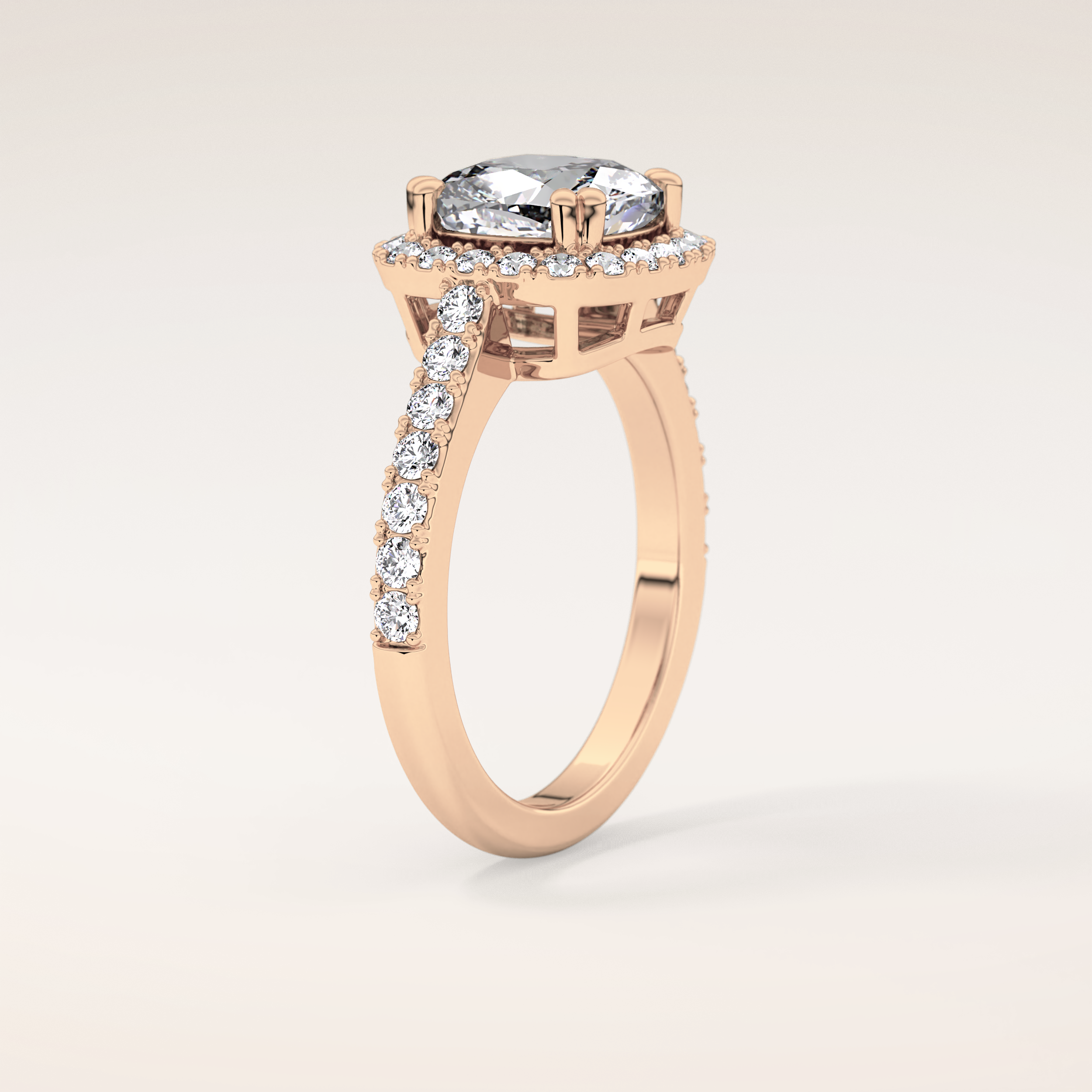 2.37 CT Cushion Shaped Halo & Pave Moissanite Engagement Ring
