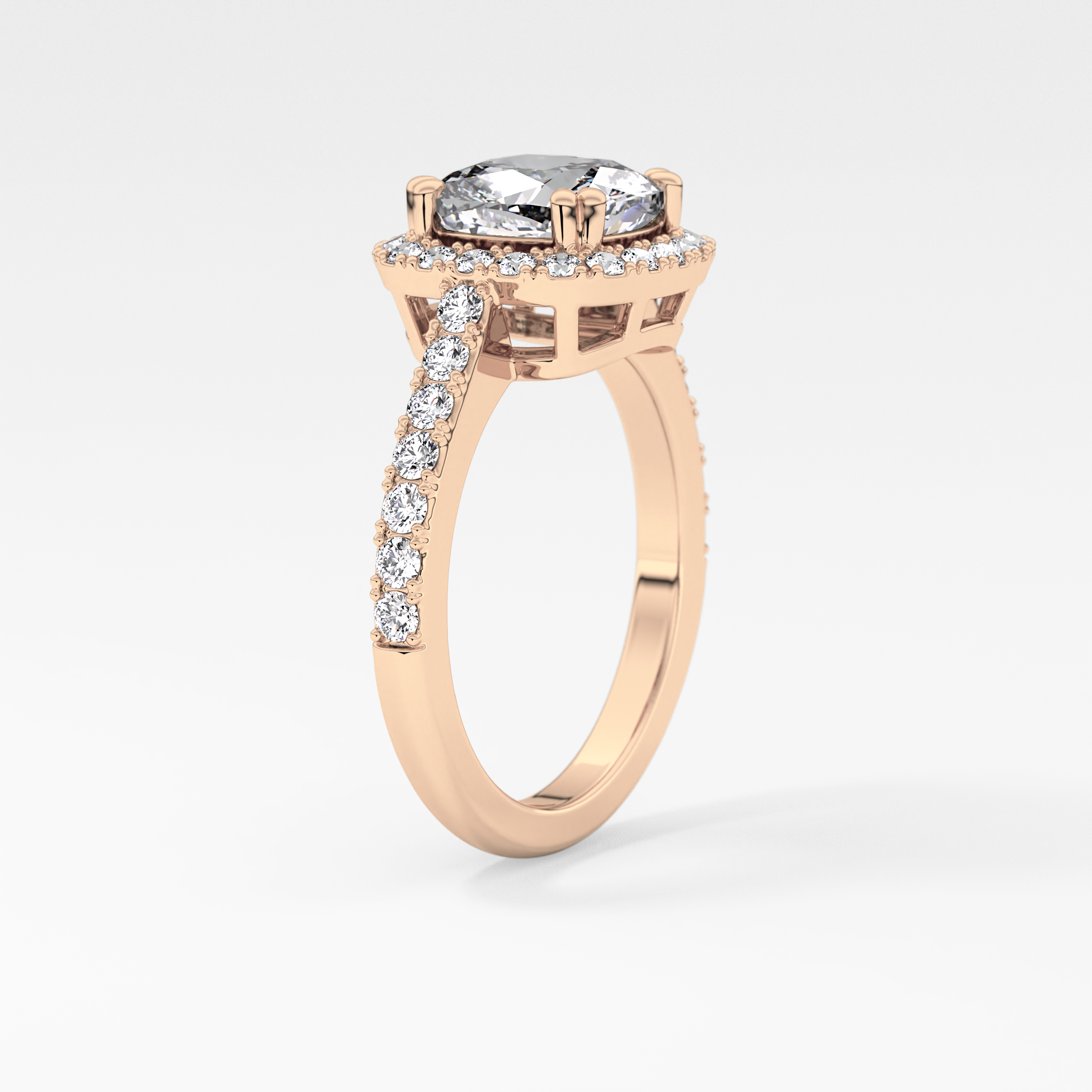 Cushion Halo & Pave Lab Grown Diamond Engagement Ring