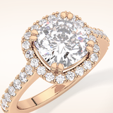 2.37 CT Cushion Shaped Halo & Pave Moissanite Engagement Ring
