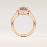 2.37 CT Cushion Shaped Halo & Pave Moissanite Engagement Ring