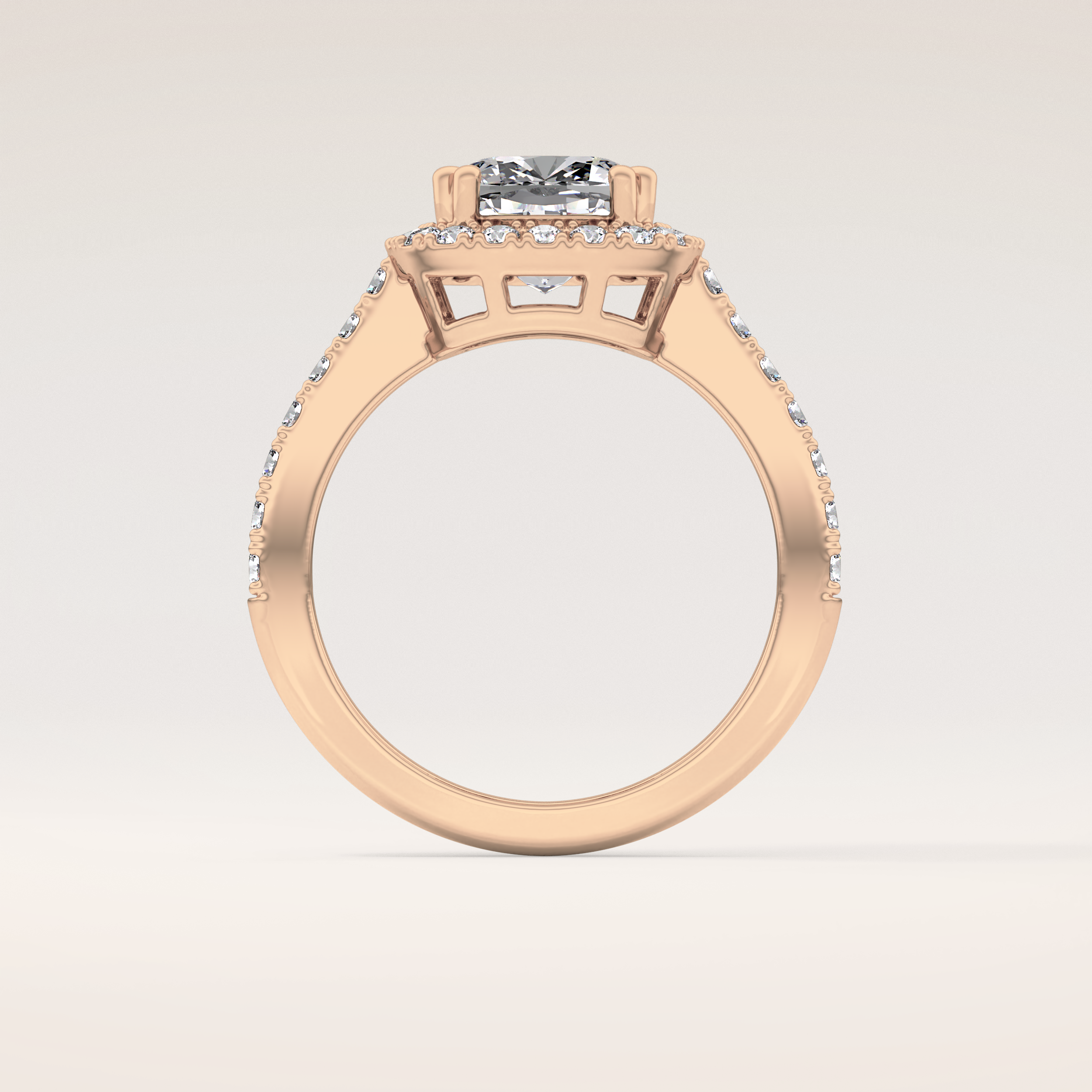 2.37 CT Cushion Shaped Halo & Pave Moissanite Engagement Ring