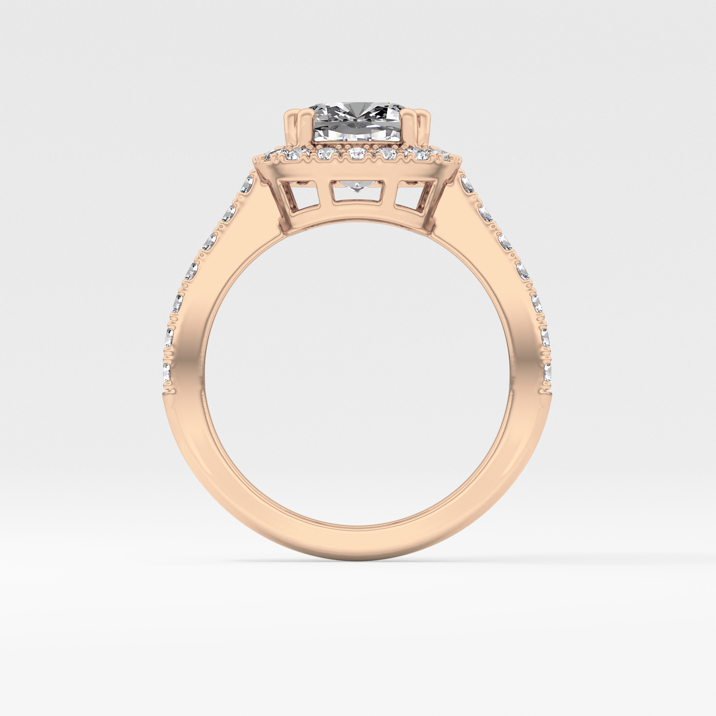 Cushion Halo & Pave Lab Grown Diamond Engagement Ring