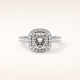 2.37 CT Cushion Shaped Halo & Pave Moissanite Engagement Ring