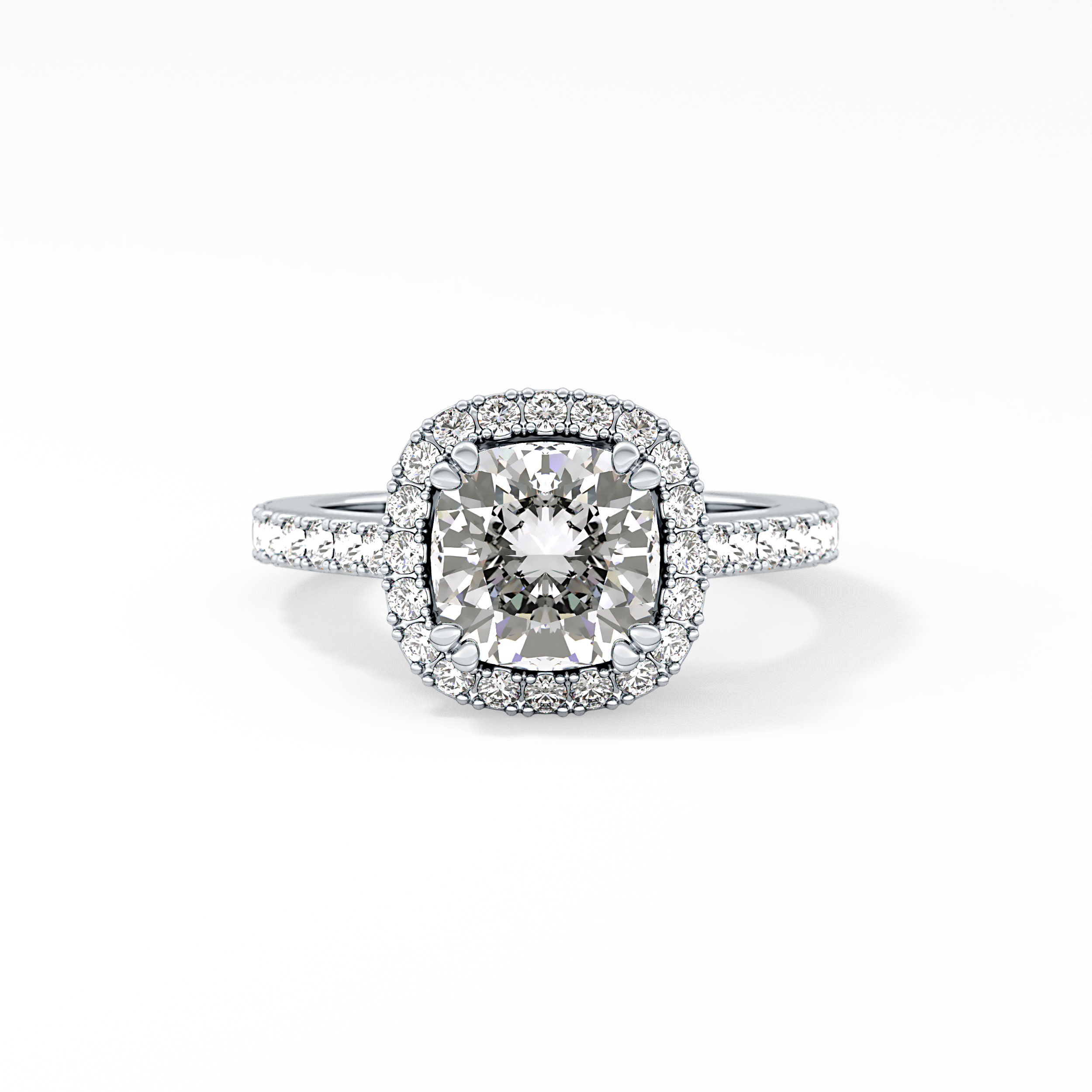 Cushion Halo & Pave Lab Grown Diamond Engagement Ring